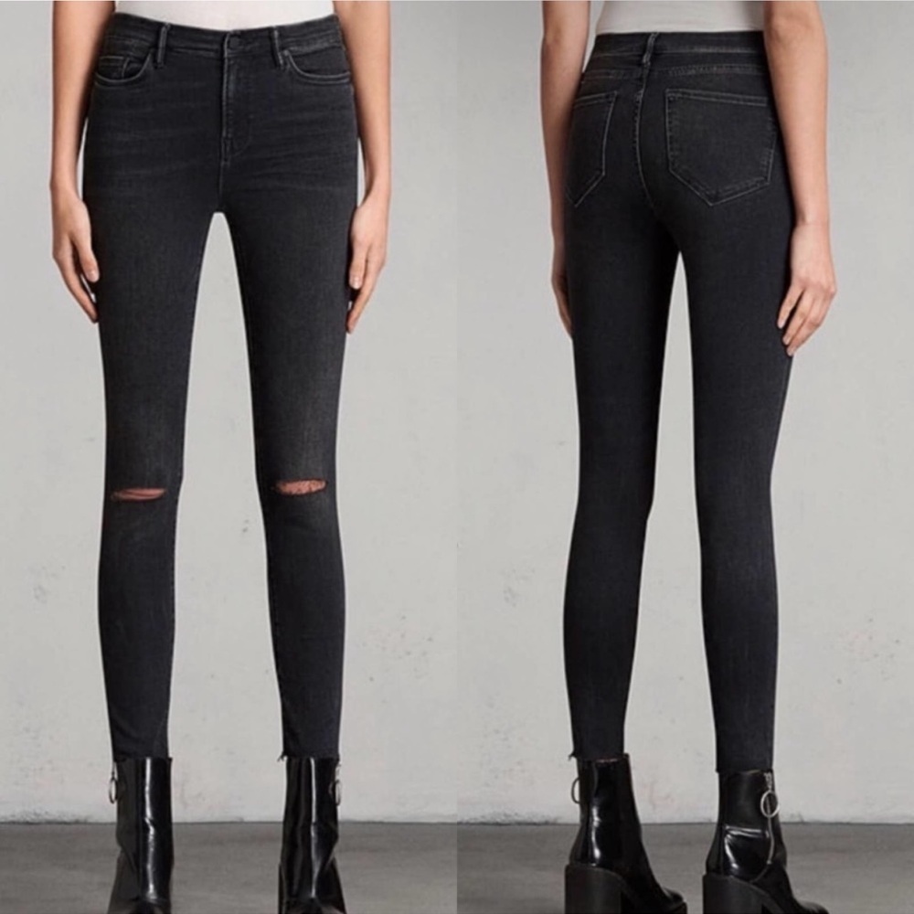All Saints Grace Black Skinny Jeans